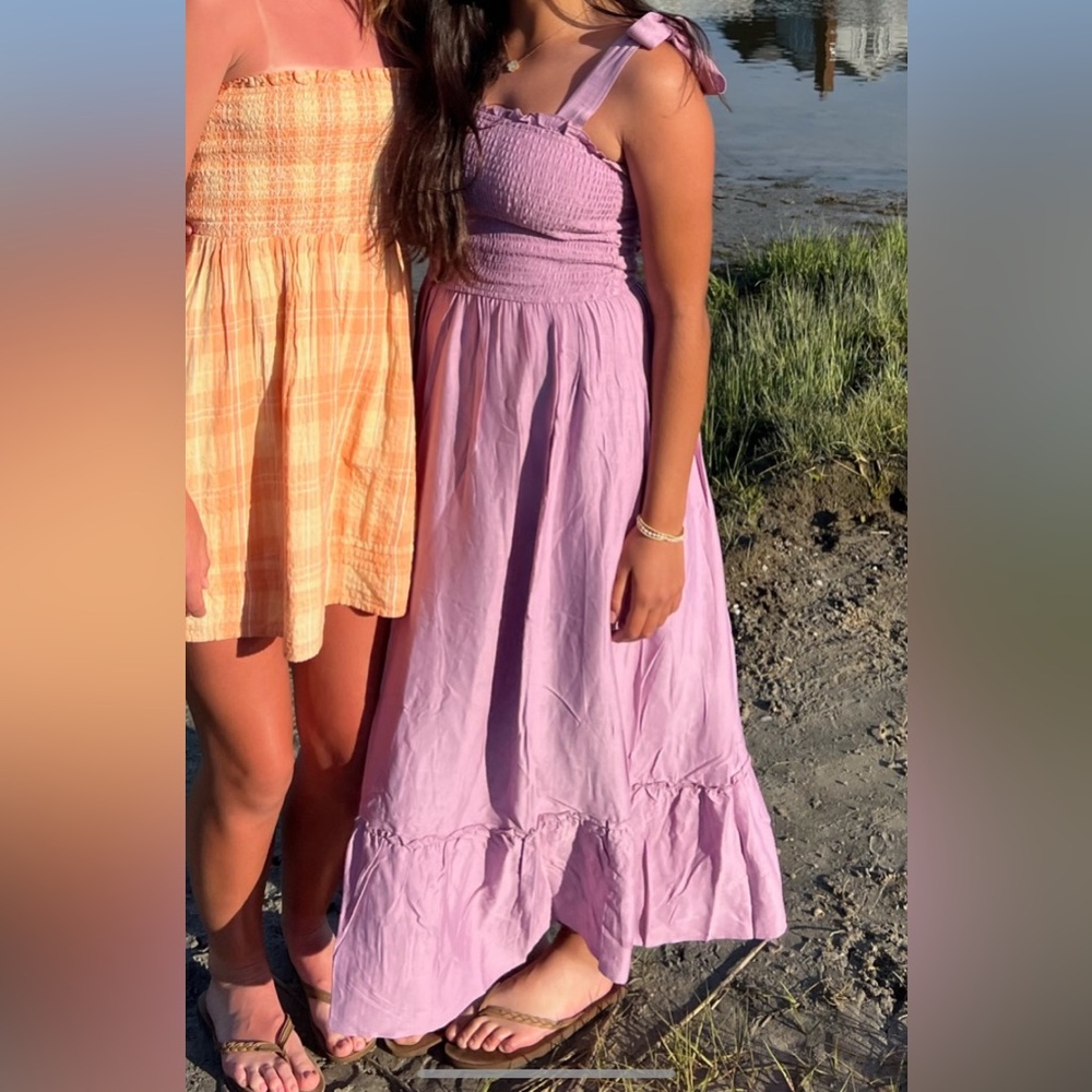 Cute Purple Maxi Dress with bow ties